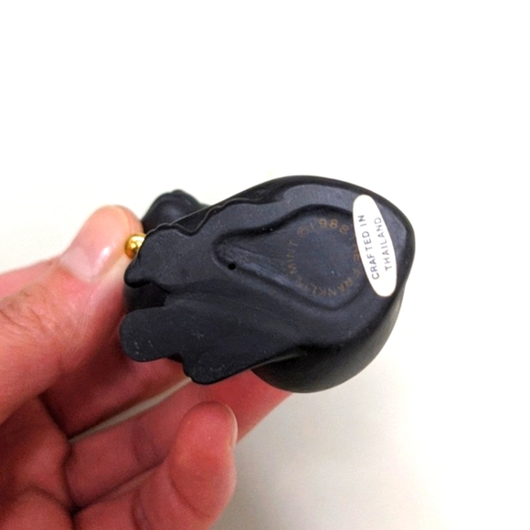 The Franklin Mint Black Basalt Curio Cat, black cat figurine 2.75" vintage retro - Picture 5 of 6